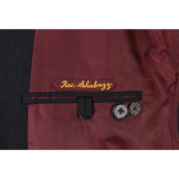 Custom Tailored Solid Charcoal Gray 1-Btn Peak Lapel Wool Suit Athletic 50S - Picture 8 of 10